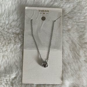 NWT Fossil silver color knot necklace